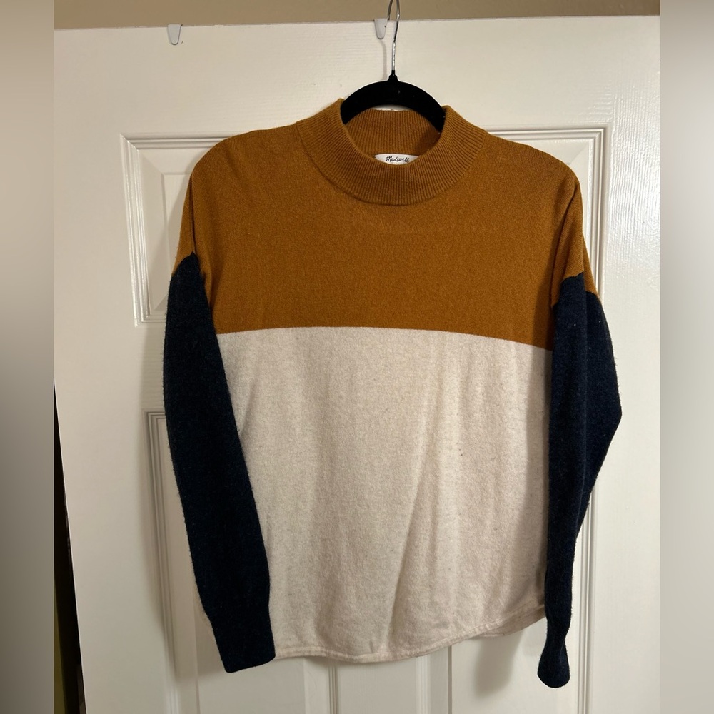 Madewell Colorblock Ashbury Mock Neck Sweater